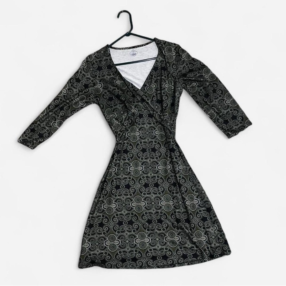Prana Green, White, and Black Patterned Dress